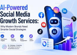 How can AI-powered social media growth services help businesses increase engagement and brand awareness?