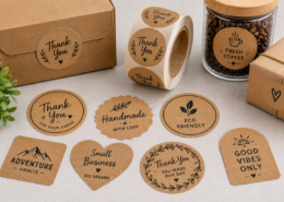 Rustic Custom Kraft Paper Stickers for Modern Packaging